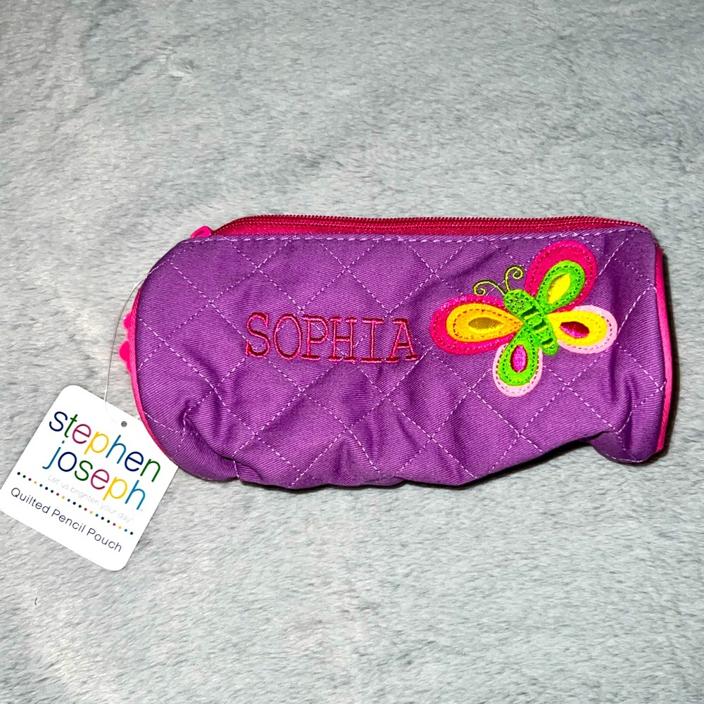 SOPHIA - QUILTED EMBROIDERED COSMETIC POUCH / BAG